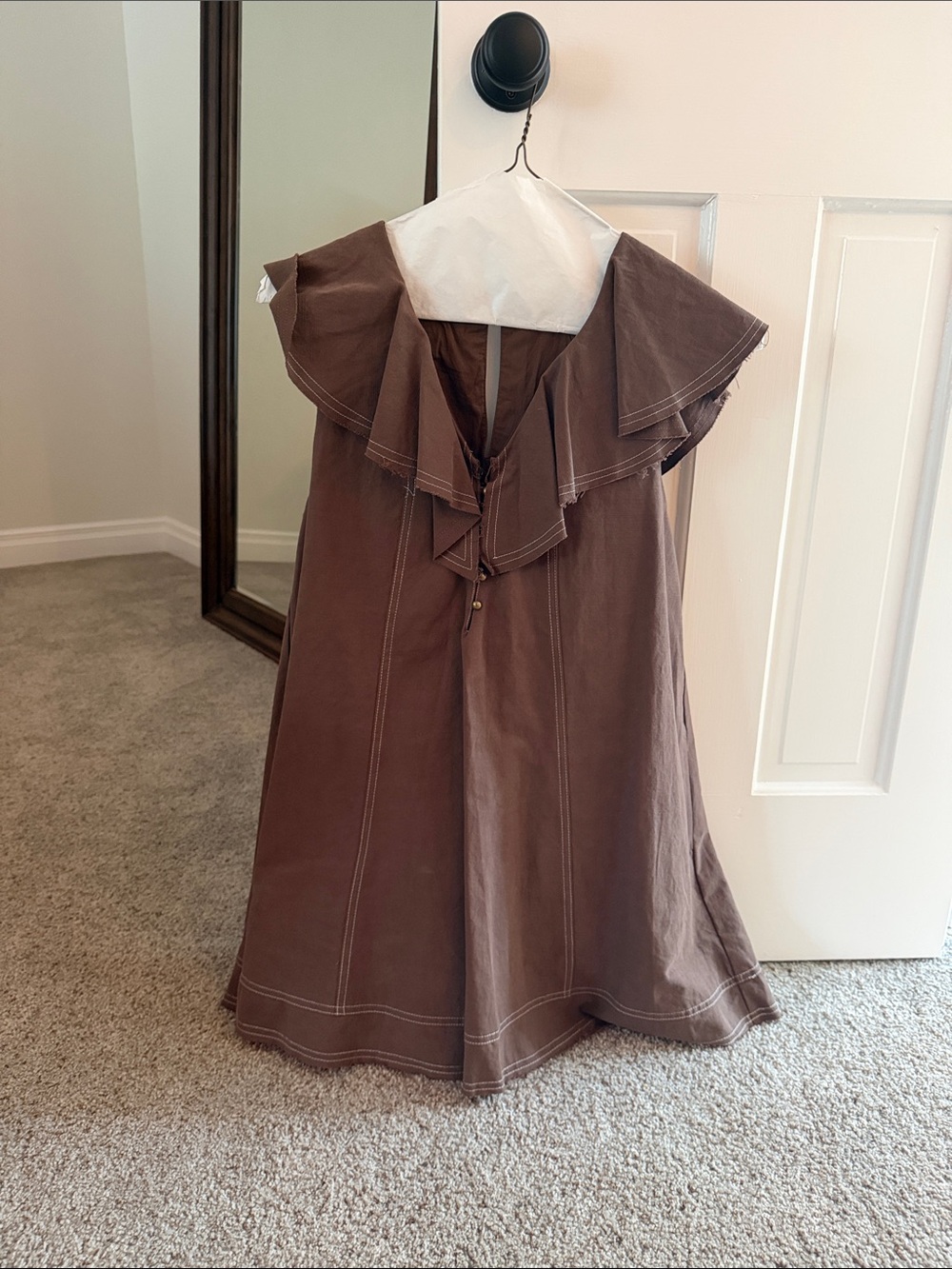 Miou Muse Brown Ruffle Dress Womens M
